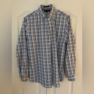 Banana Republic Blue, Black and White Checkered Shirt